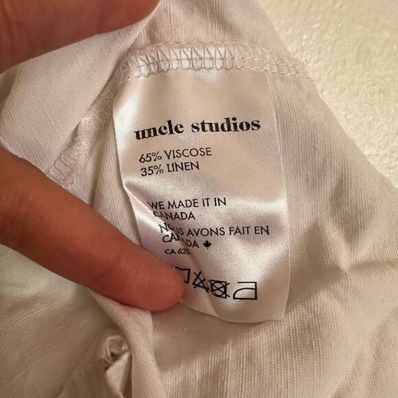 Uncle Studios Women’s White Medium Weight Linen Viscose Blend Pleat Bloomers - Picture 7 of 11